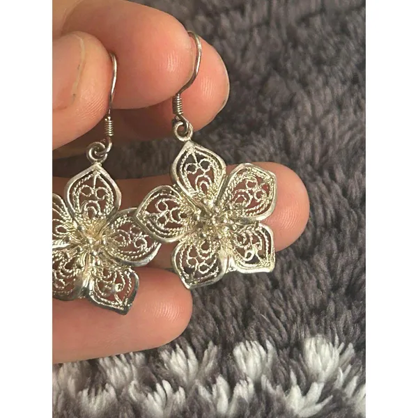 925 sterling silver earrings flower - Image 3