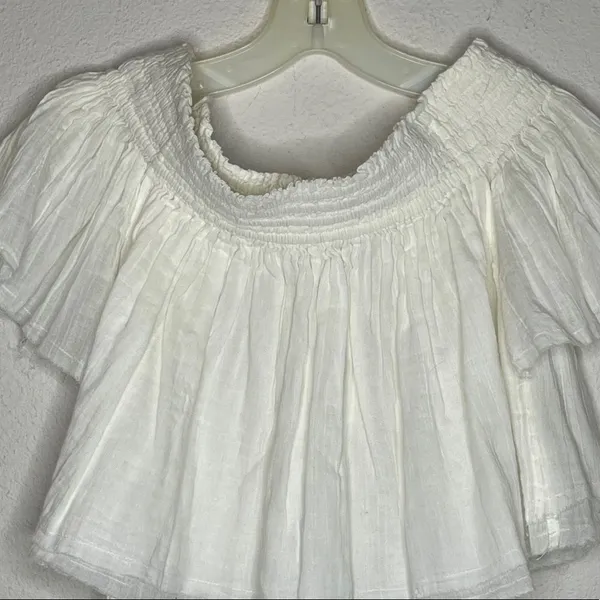 Free People Off Shoulder Crop Top White - Image 5