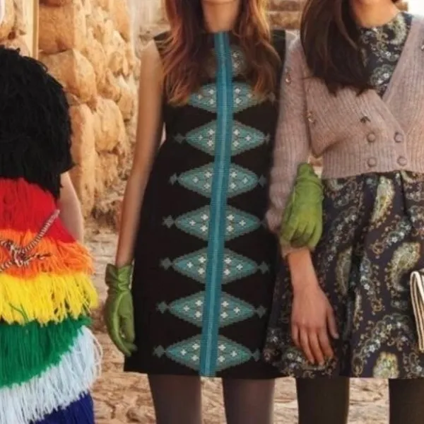 Anthropologie Tabitha Black Cotton Diamond Embroidered‎ Boho Sleeveless Dress 12 - Image 9