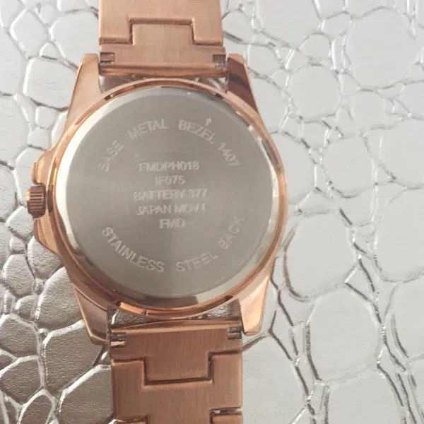 Rose gold watch with crystal encrusted face. - Image 5