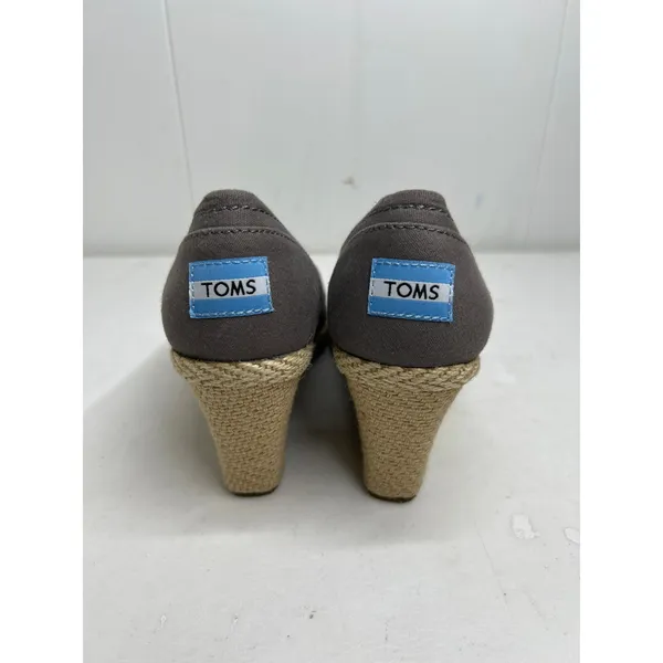 Toms Ash Gray “Calypso” Espadrille Slip On Canvas Comfort Wedge Womens 8.5 Nwob - Image 4