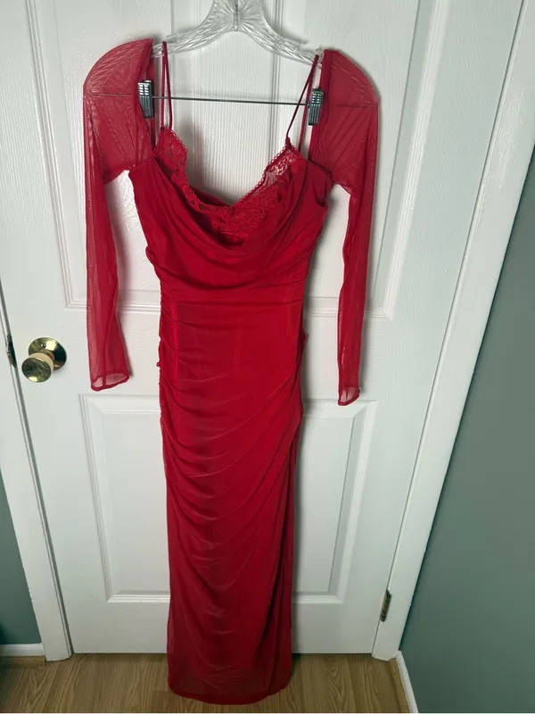House of CB Katarina Scarlet Long Sleeve Maxi Dress S - Image 2
