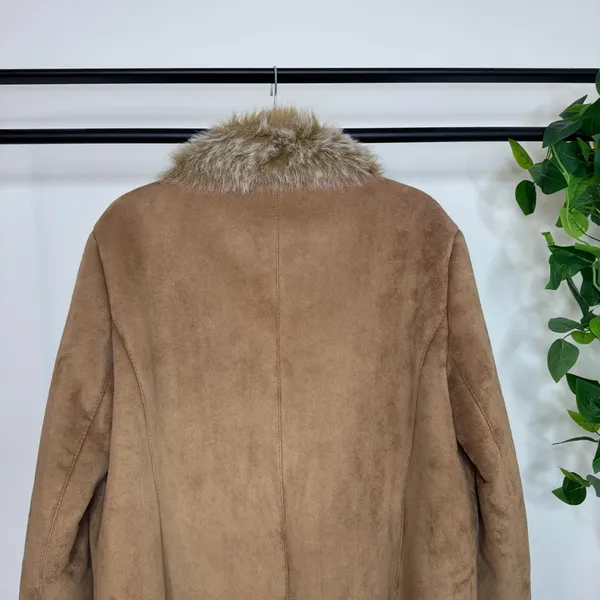 Anne Klein Trendy Faux Suede Penny Lane Coat size L Large Boho Western Shaggy - Image 5