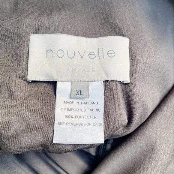 Nouvelle Amsale Drew Gray Chiffon Ruffle Wrap Spaghetti Strap Slip Dress Size XL - Image 11
