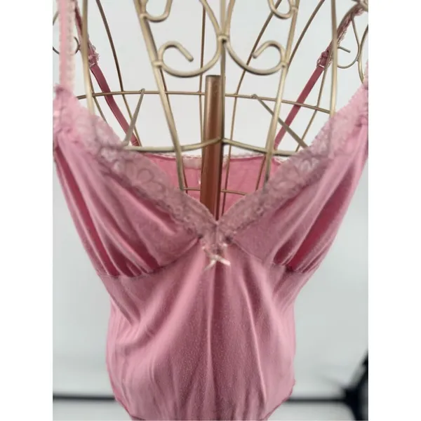 Vintage Victoria’s Secret Angel Pink Lace Cami Tank Top Y2K Spaghetti Strap M - Image 7