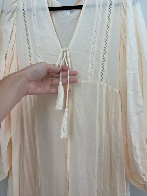 Young Fabulous & Broke Boho Cream Midi Dress size Medium - Image 5