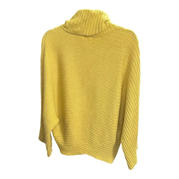 Anthropologie Moth Mustard Yellow Ribbed Knit Turtleneck Sweater Poncho‎ Size S - Image 2