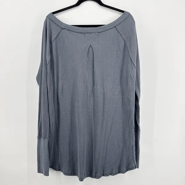 Free People We The Free Small Gray Arlo Thermal‎ Waffle Knit Oversized OB1169470 - Image 6