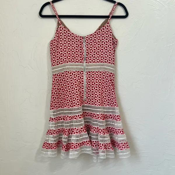 Bardot Camille Eyelet deep red Mini Dress size 6 - Image 8