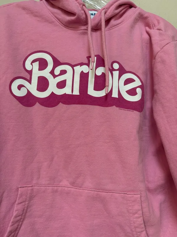 Barbie Pink Graphic Hoodie Women’s Medium Barbiecore Pullover Sweatshirt - Image 3