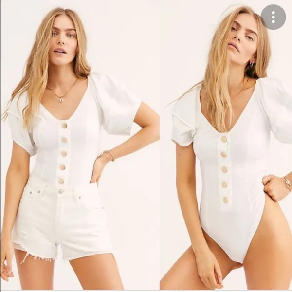 Free People Puff Sleeve Not Basic Bodysuit Size Small - Image 2