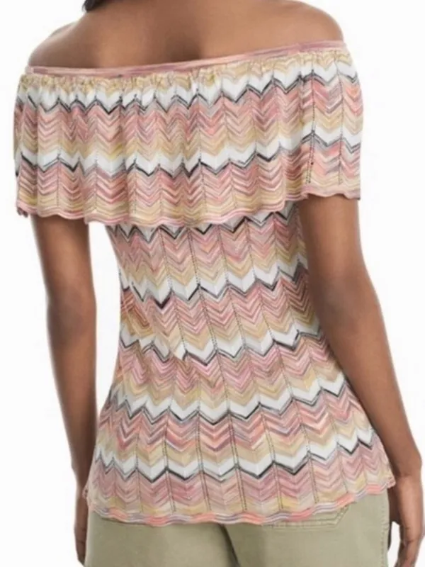 White House Black Market Chevron Multi-Knit Off-the-shoulder Sweater - Image 2