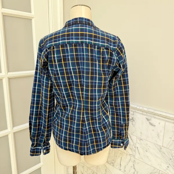 Frank & Eileen Barry Blue Plaid Flannel Long Sleeve Button Down Shirt Size S EUC - Image 4