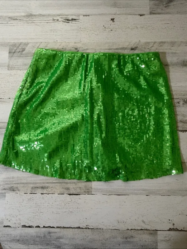 Show Me Your MuMu All Night Skort in Green Sequins Size XL - Image 4