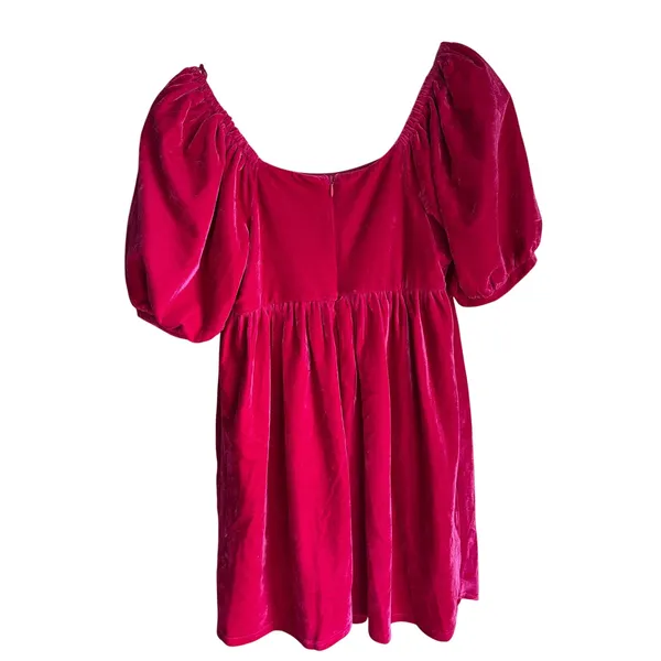 English Factory NWT Fuchsia Pink Velvet Puff Sleeve Mini Dress Small - Image 6
