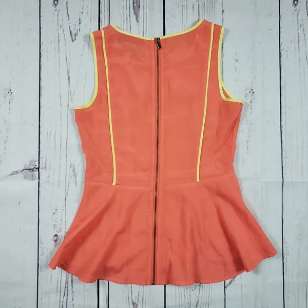 Romeo + Juliet Couture Orange Sleeveless Zippered Peplum Top Women's Size XS - Image 7
