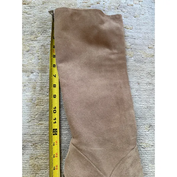 DVF Knee High Boots Womens 9 Tan Leather Suede Wedge Heel - Image 14