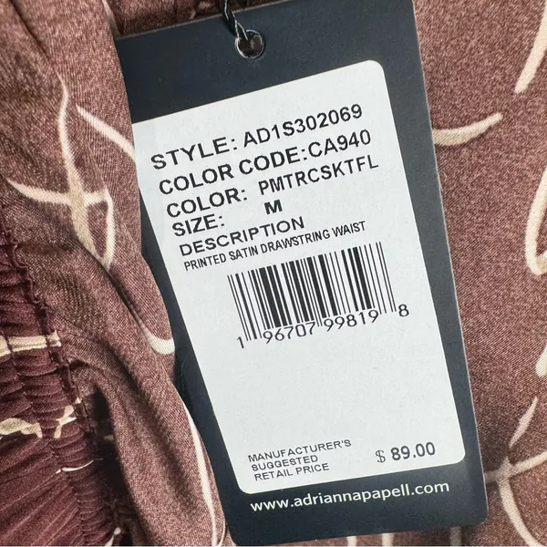 Adrianna Papell copper mocha & white abstract satin wide leg pants medium NWT - Image 6