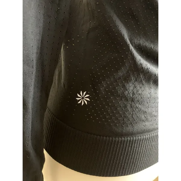 Athleta Black Seamless Hooded Performance Top Long‎ Sleeve Activewear Hoodie S - Image 3