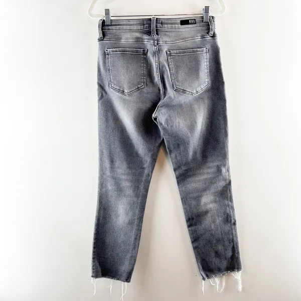 Kut From The Kloth Amy Button Fly Mid Rise Ankle Straight Leg Jeans Black 6 - Image 3
