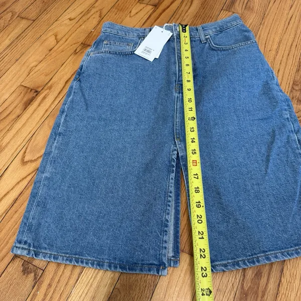 Derek Lam 10 Crosby NWT Juliet Sutton Vintage Denim Front‎ Back Split Skirt 28 - Image 6