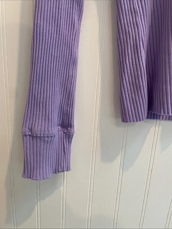 AERIE Fireside Long Sleeve Crew Neck Ribbed Tee in Lavender Purple Fog Size S - Image 6