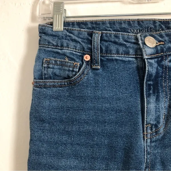 Target Wild Fable Blue Denim Mid Rise Cut Off Straight Leg Pants Jeans 0 - Image 2