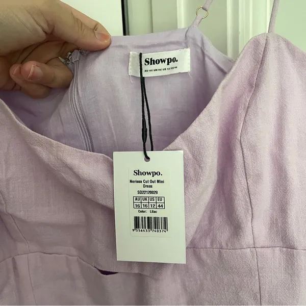 NWT SHOWPO Nerissa Mini Dress Cut Out Side‎ Split Dress in Lilac Purple - Image 3