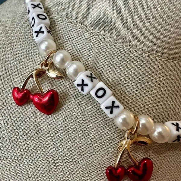Betsey Johnson RED HOT HEARTS CHERRY NECKLACE - Image 4