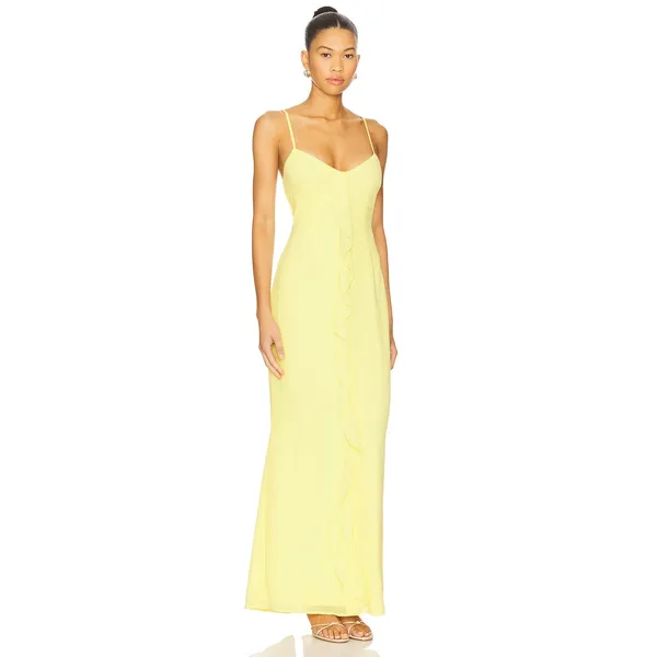 More to Come Vienna Baby Yellow Fairy Minimalist Girly Maxi Dress NWT Small - Image 7