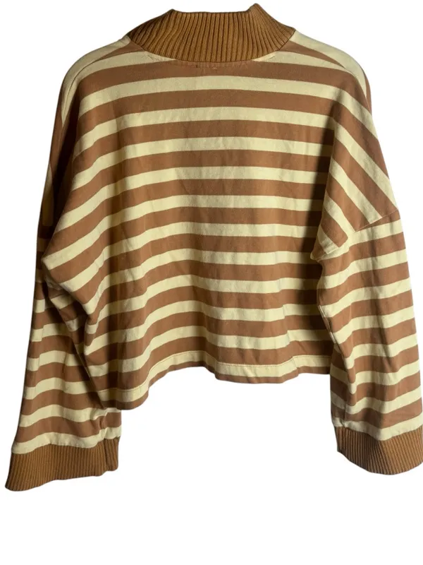 Anthropologie Maeve Cotton Boxy Oversized V-Neck Top Striped s - Image 3