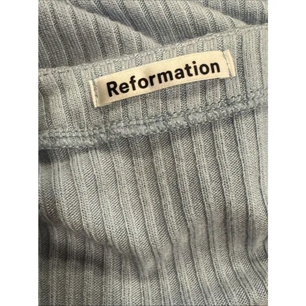 Reformation Nella Ribbed Stretch-tencel Modal Top In Blue XS OBX - Image 5