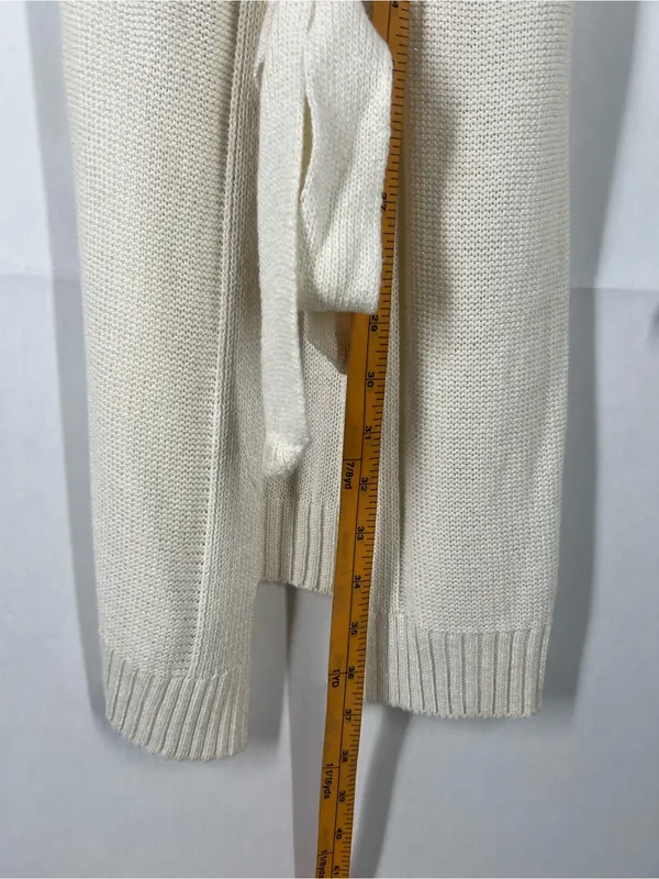 Angel Apparel Ivory Belted Longline‎ Cardigan Sweater Size S - Image 12