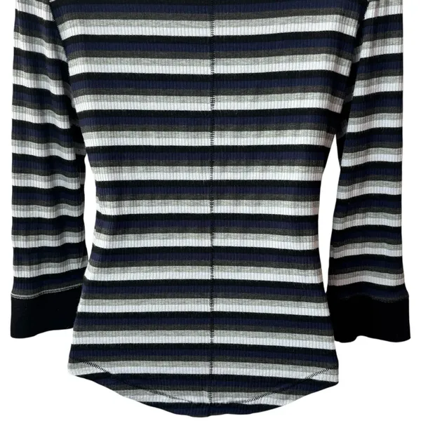 Intimately Free People Striped Ribbed Crew Top Preppy Goth Punk Academia M - Image 7