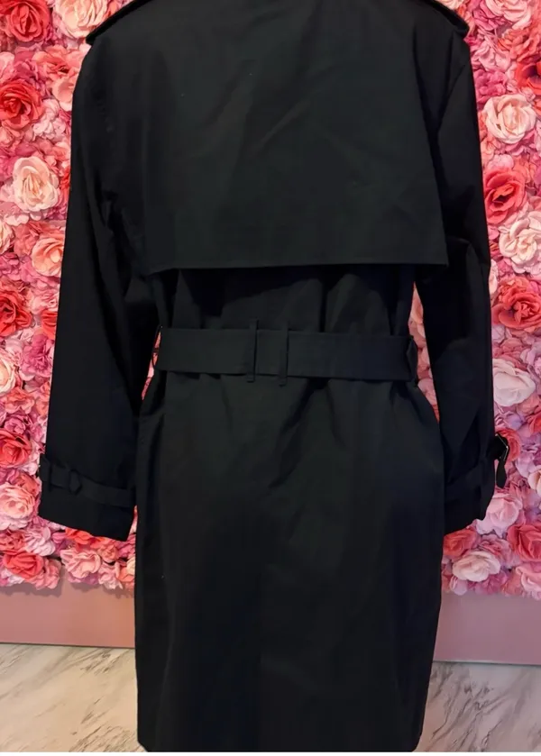 Mango Navy Blue Double-Breasted Knee-length Trench Coat with Belt(2XL) - Image 2