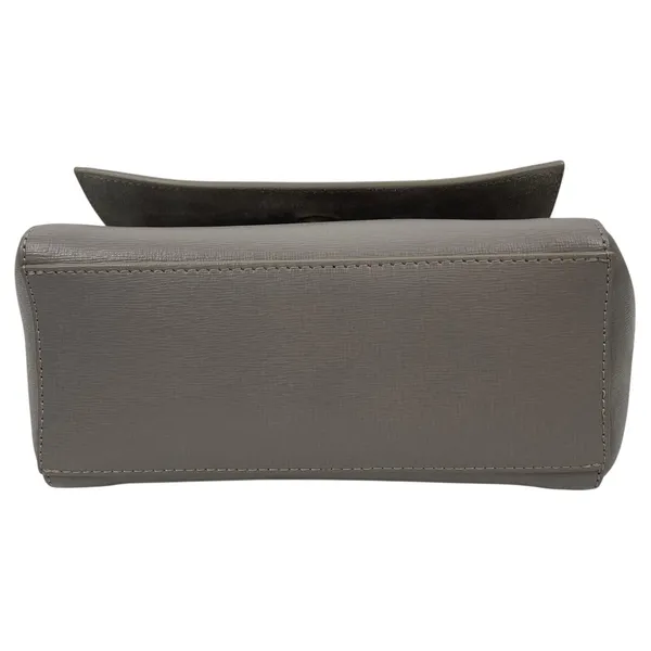 Furla Ginevra Leather Mini Crossbody Bag Sabbia Beige Gray Gold Chain - Image 7