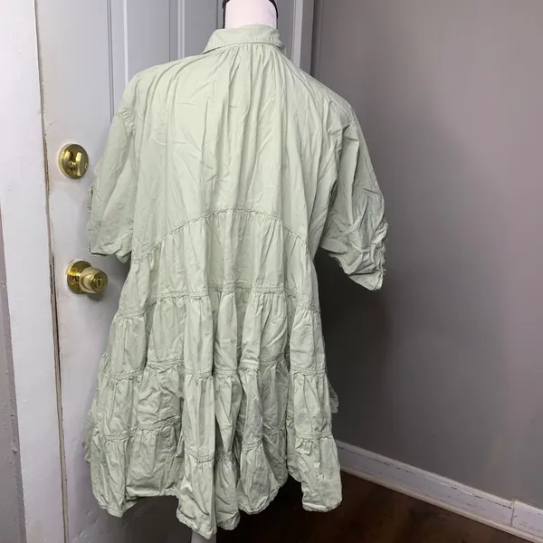 Free People sage green oversized tunic swing‎ dress size small spring summer - Image 2