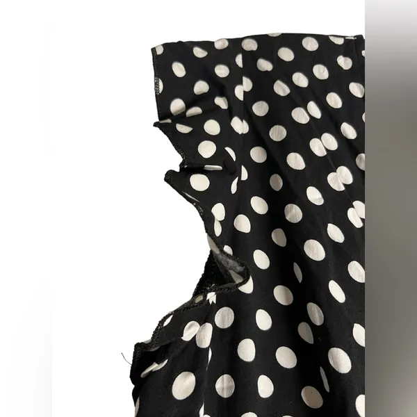 GRECERELLE Polka Dot High Low Faux Wrap Flowy High Low Maxi Dress Black White XL - Image 3