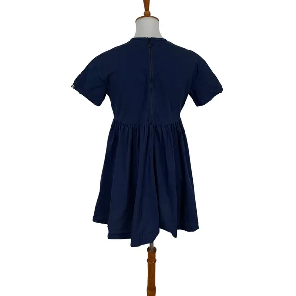 Hello Navy Fit And Flare Dress 6‎ Short Sleeve Back Zip Cottagecore Retro - Image 5