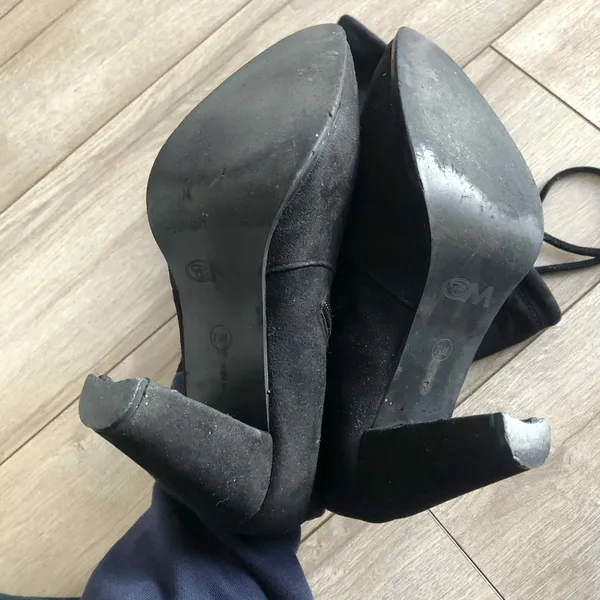 Black Over The Knee Heeled Boots Size 7.5 - Image 5