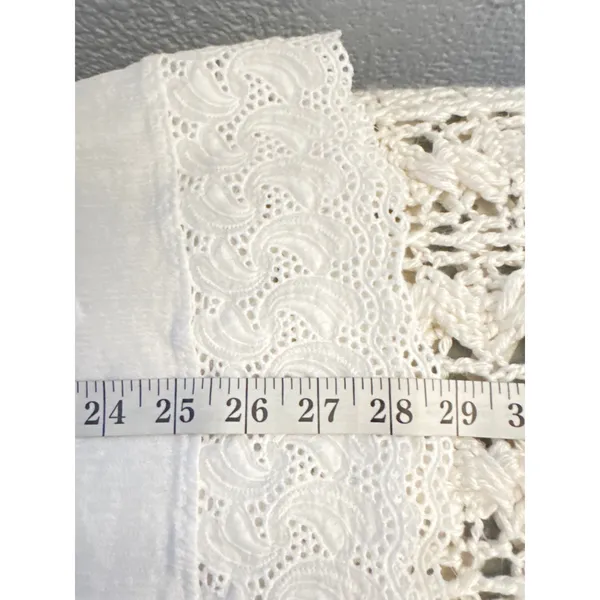 Lucky Brand Women’s Large White Boho Peasant Tunic Top Crochet Lace Hem - Image 4