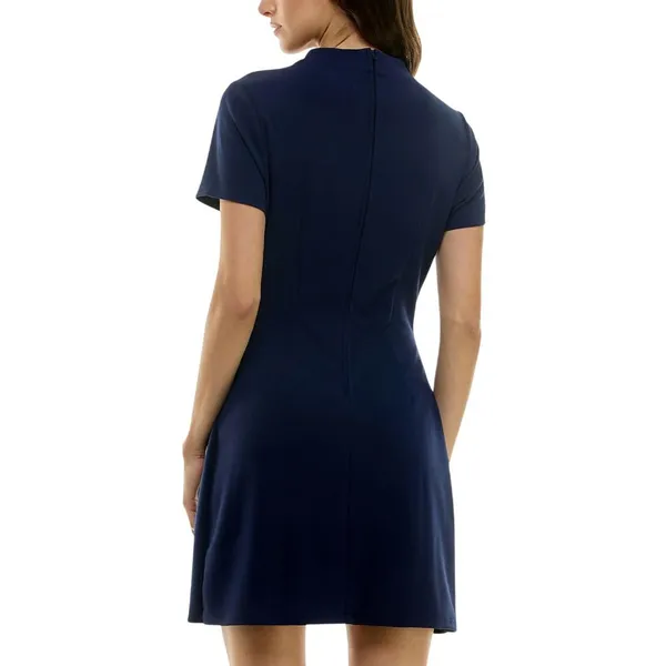 NWT B. Darlin Juniors Short Sleeve Mockneck Mini Dress 45UAP84 Navy Blue 7/8 - Image 3