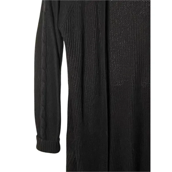 Black Open Front Long Cardigan Sweater Women’s Size Large - Image 2