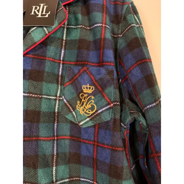 RRL Lauren Ralph Lauren Plaid Flannel Pajama Shirt Top‎ only Embroidered Logo XL - Image 3