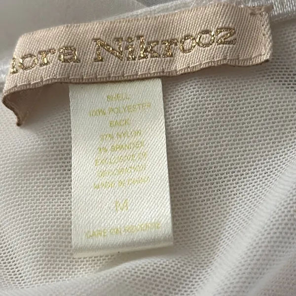 Anthropologie Flora Nikrooz Chemise Lingerie Ivory Embroidered Sequin Neckline M - Image 11