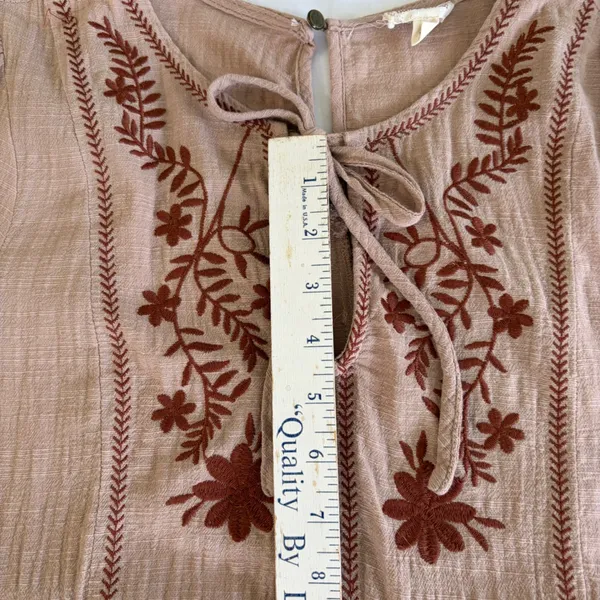 Embroidered Bohemian Tunic Blouse Balloon Sleeve Sz Small Boho Cottagecore Gauzy - Image 12