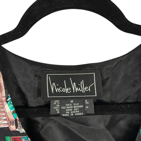 Nicole Miller Vintage 100% Silk Christmas Vest Nutcracker Novelty Womens‎ Medium - Image 5