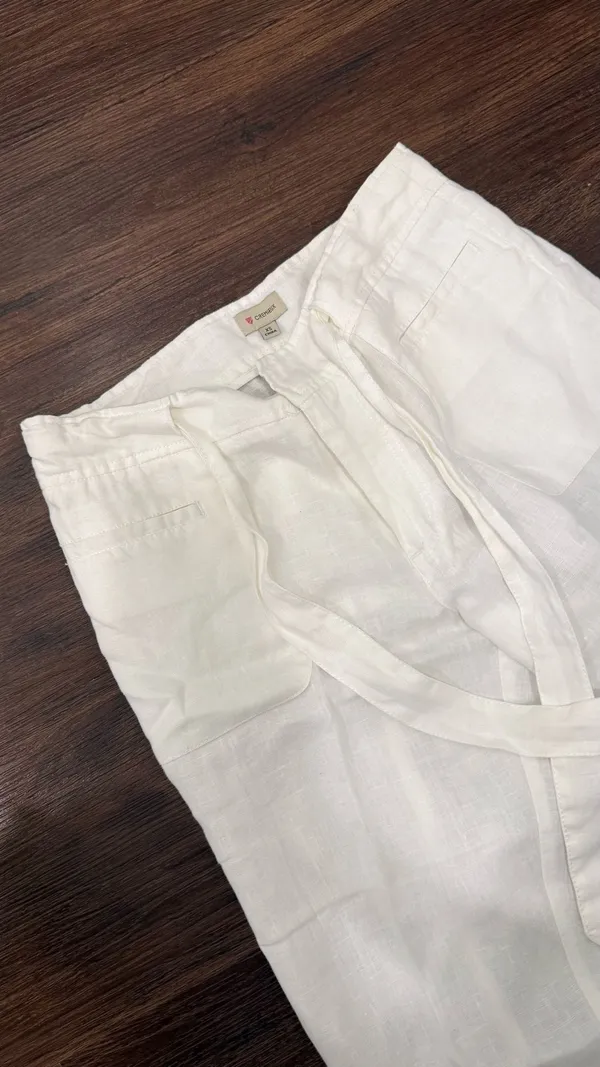 White cremiux womens linen pant xs - Image 2