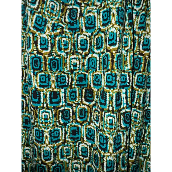 Jones Studio Green V-Neck Gathered‎ Front Geometric Midi Dress Womens 16W Retro - Image 5