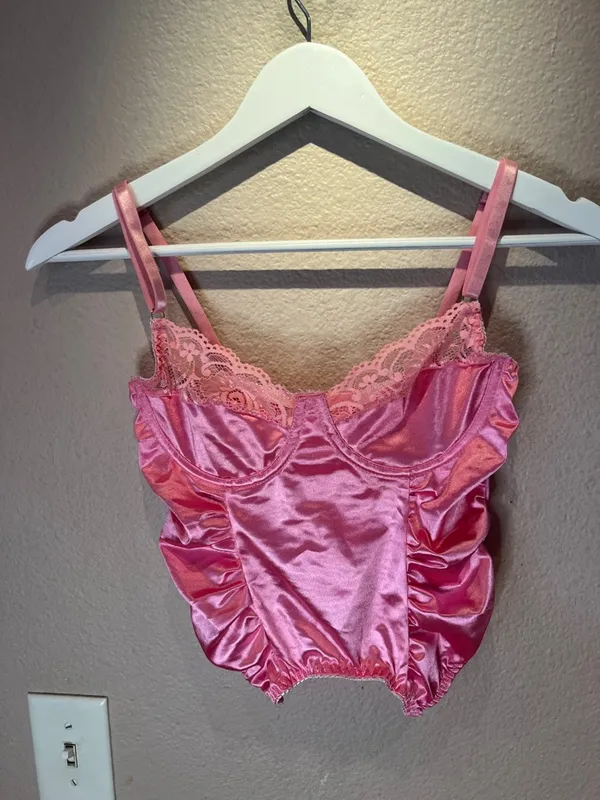 Pink Satin Corset Top Size Small - Image 2